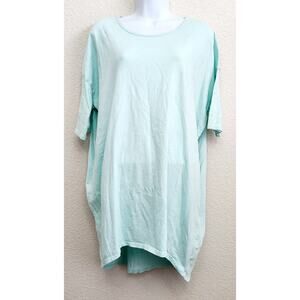LulaRoe Light Blue Green Hi Low Hem Short Sleeve Top XL Lightweight Soft Stretch